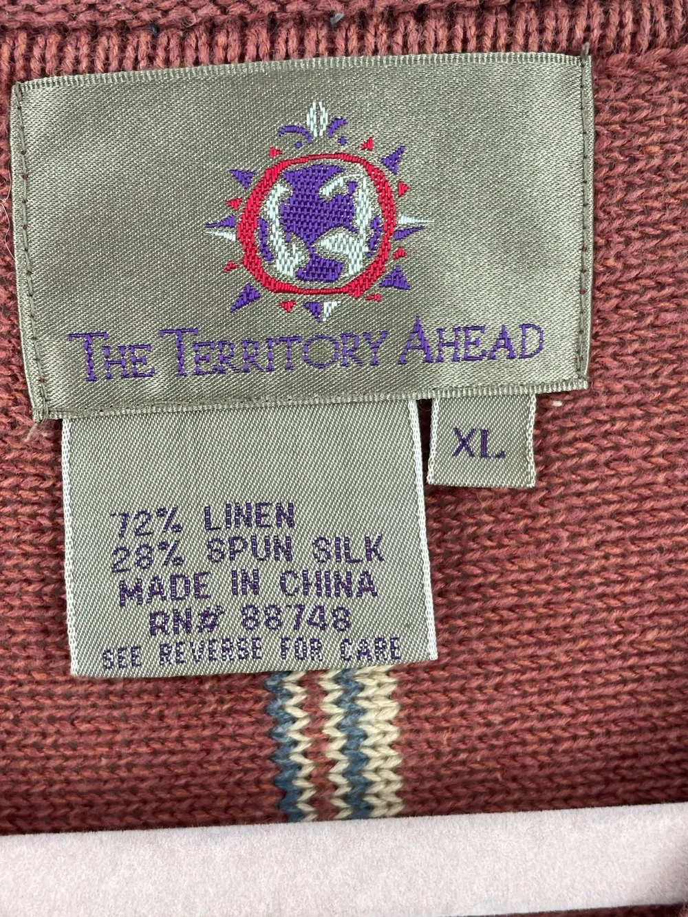 The Territory Ahead Vintage 90’s Silk Linen Aztec Neutral Color Way Sweater